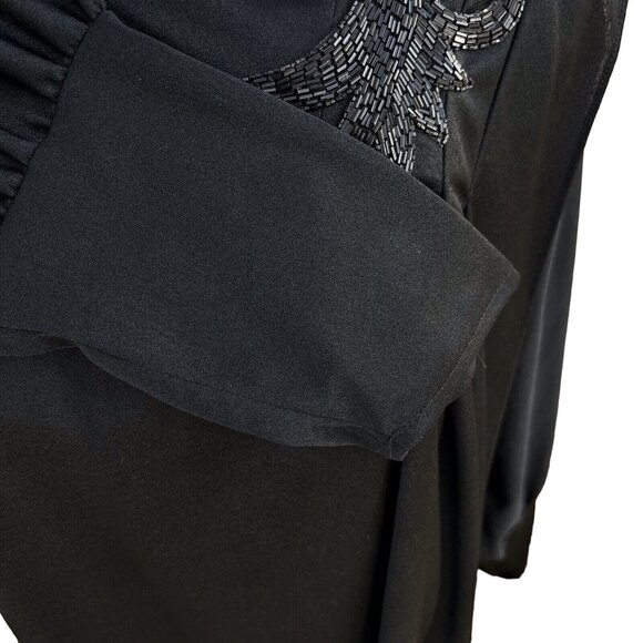 Vintage Edith Flagg California Black Dress Bead Shoulder Embellishment No Sz Tag - Picture 4 of 8